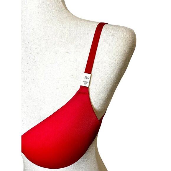NWT Victoria’s Secret PINK Wear Everywhere Push-Up Bra 32C Red Sexy Underwire Ad - Picture 4 of 12